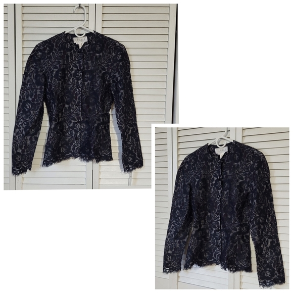 CARLISLE Vintage Foral Lace & Silk Dress Jacket, Size 6 - Picture 1 of 12